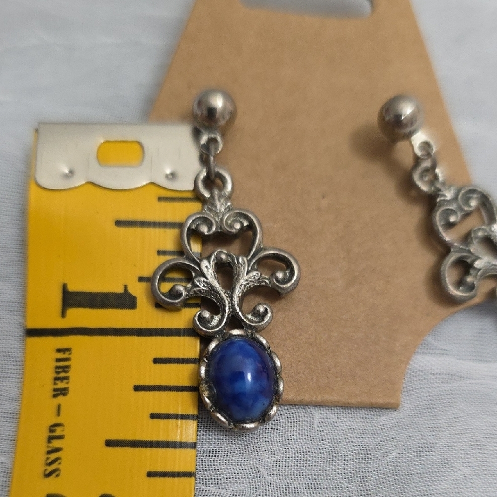Sarah Coventry Silver and Blue Vintage Earrings - Picture 6 of 8